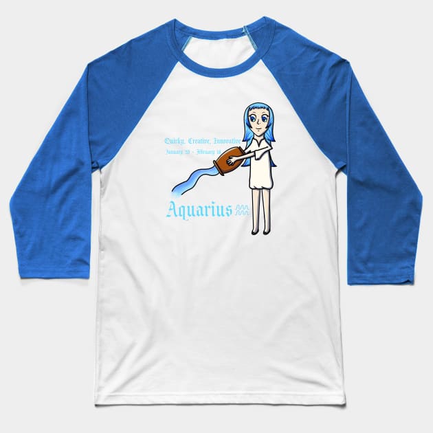 Aquarius Zodiac Sign Dates & Traits Baseball T-Shirt by Pheona and Jozer Designs